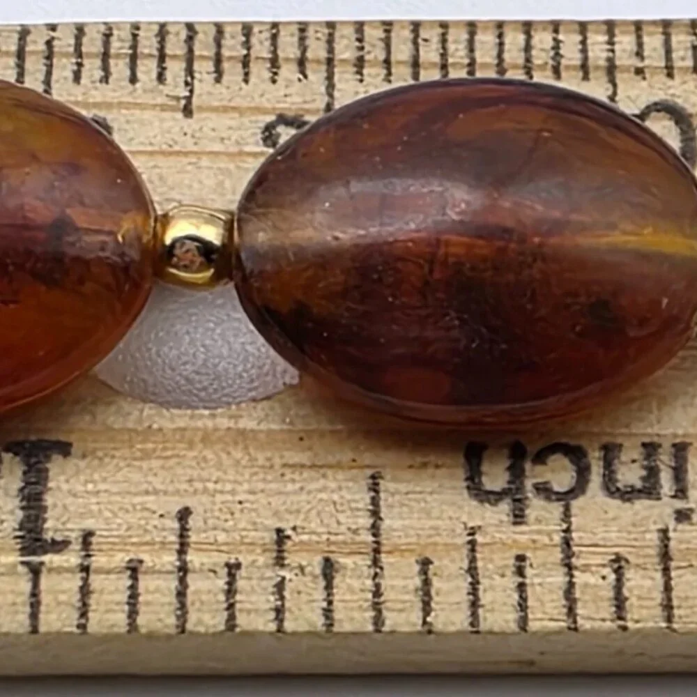 Brown Faux Amber Lucite Bead Necklace 35